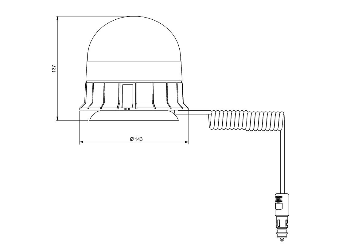 Girofaro magnetico 1 ventosa 23W, con lampadine H21 12 e 24V incluse